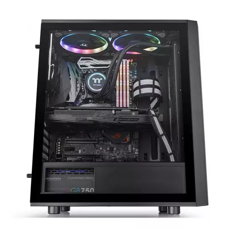 PC-Gehäuse Thermaltake Versa J25 TG RGB Midi Tower Schwarz