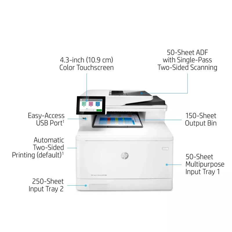 HP Farbe LaserJet Enterprise MFP M480f, Laser, Farbdruck, 600 x 600 DPI, A4, Direktdruck, Weiß, Schwarz