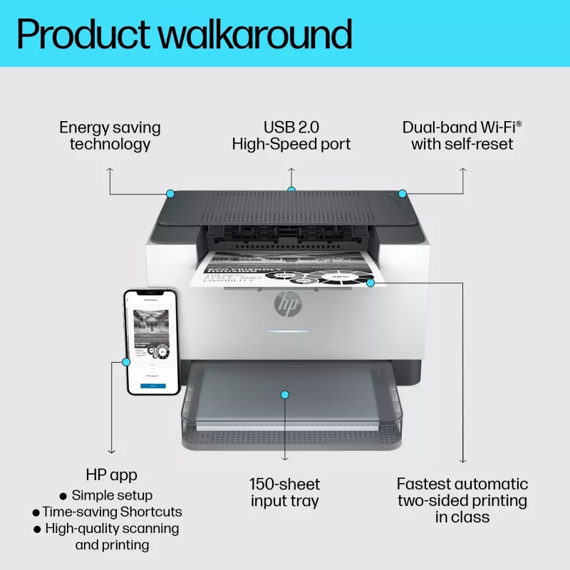 HP LaserJet M209dw Drucker, Laser, 600 x 600 DPI, A4, 29 ppm, Duplexdruck, Weiß