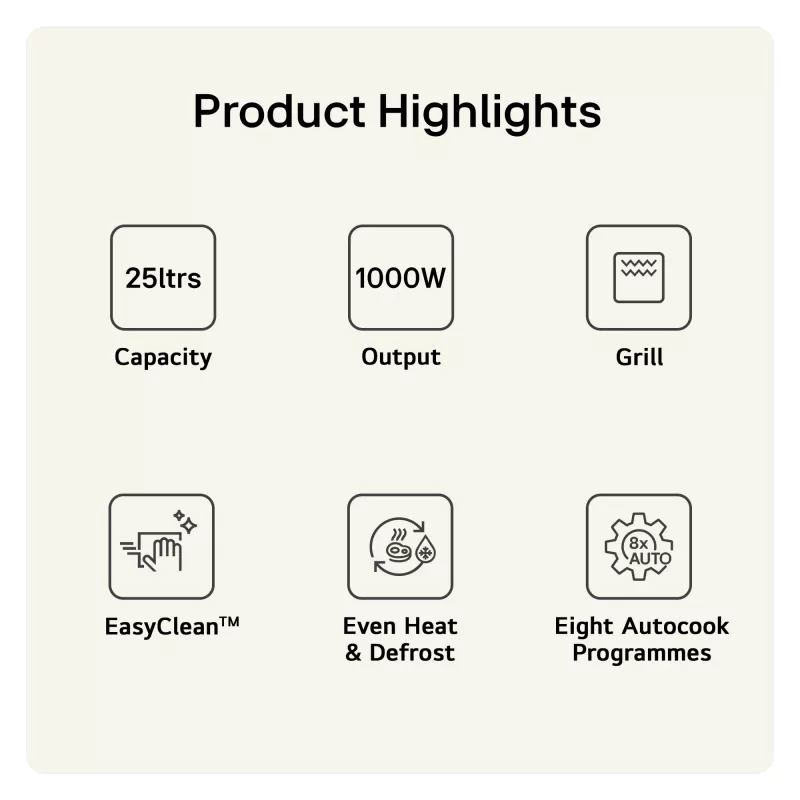 LG MH6535GIS Mikrowelle Schwarz Kombi-Mikrowelle Über dem Herd 25 l 1000 W