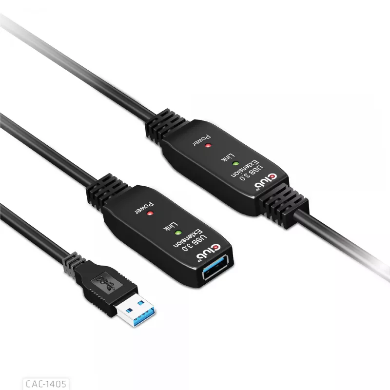CLUB3D USB 3.2 Gen1 Aktives Repeater-Kabel 10 m / 32.8ft M/F 28AWG