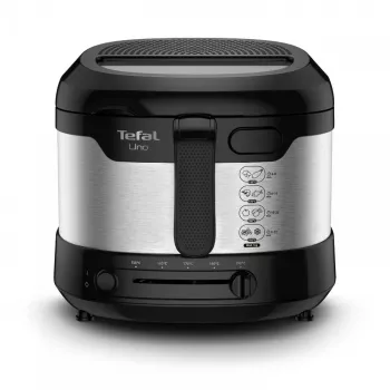 Tefal Uno FF215D Einzel-Fritteuse 1,8 L Standgerät 1600 W Fritteuse Schwarz, Edelstahl