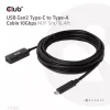 Club 3D CAC-1536 USB 3.2 Gen2 Typ-C auf Typ-A Verlängerungskabel, 10 Gbit/s, Stecker/Buchse, 5 m, schwarz