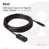 Club 3D CAC-1536 USB 3.2 Gen2 Typ-C auf Typ-A Verlängerungskabel, 10 Gbit/s, Stecker/Buchse, 5 m, schwarz