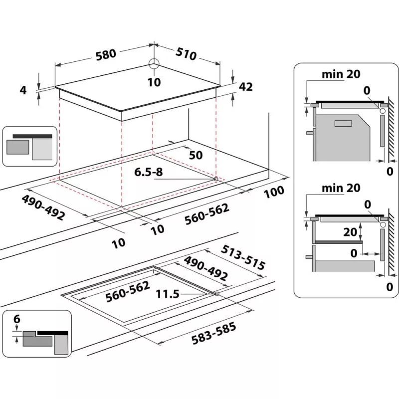 Induktionskochfeld WHIRLPOOL AKT 801/NE — 4 Zonen 60 cm, Touch-Steuerung, schwarze Glaskeramik