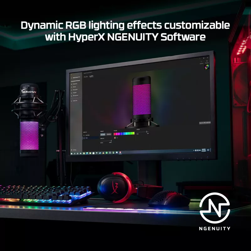 HyperX QuadCast S - USB-Mikrofon (Schwarz-Grau) - RGB-Beleuchtung