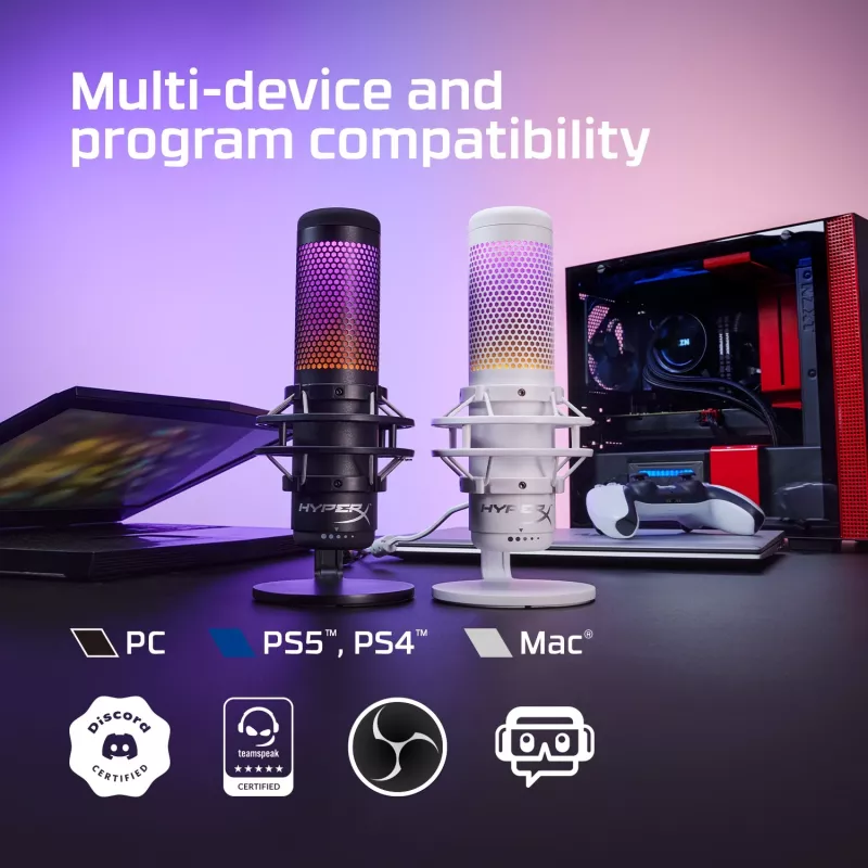 HyperX QuadCast S - USB-Mikrofon (Schwarz-Grau) - RGB-Beleuchtung