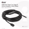 Club 3D CAC-1538 USB-C auf USB-A aktives Kabel, USB 3.2 Gen1 5 Gbit/s, Stecker/Buchse, 10 m, schwarz