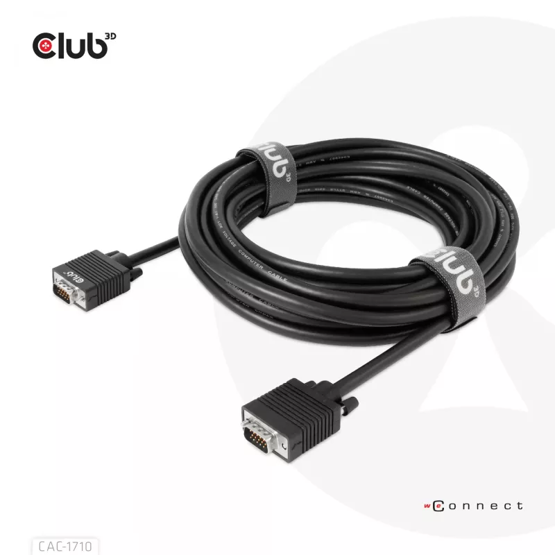 Club 3D CAC-1710 VGA-Kabel HD-15 Stecker/Stecker, bidirektional, 10 m, 1080p, schwarz