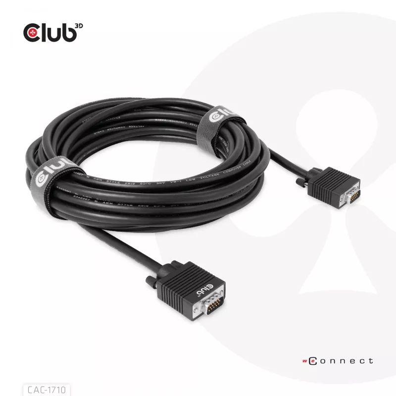Club 3D CAC-1710 VGA-Kabel HD-15 Stecker/Stecker, bidirektional, 10 m, 1080p, schwarz