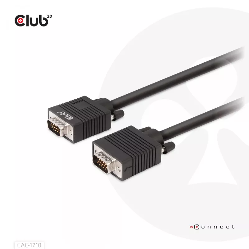 Club 3D CAC-1710 VGA-Kabel HD-15 Stecker/Stecker, bidirektional, 10 m, 1080p, schwarz