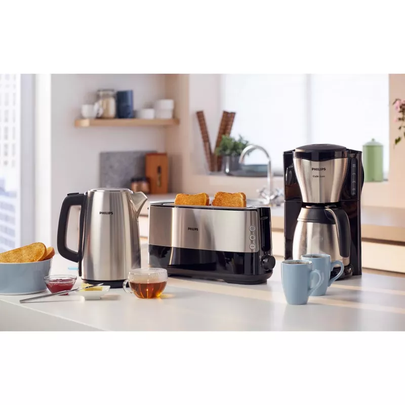 Philips HD7548/20 Café Gaia Filterkaffeemaschine, 1,2 l, 15 Tassen, 1000 W, schwarz/Metall