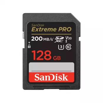 SDXC-Flash-Speicherkarte SANDISK Extreme PRO 128 GB UHS-I U3 V30 — 200 MB/s lesen, 90 MB/s schreiben, Class 10