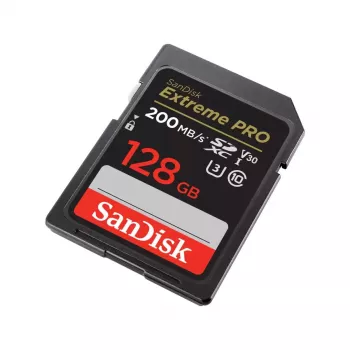 SDXC-Flash-Speicherkarte SANDISK Extreme PRO 128 GB UHS-I U3 V30 — 200 MB/s lesen, 90 MB/s schreiben, Class 10