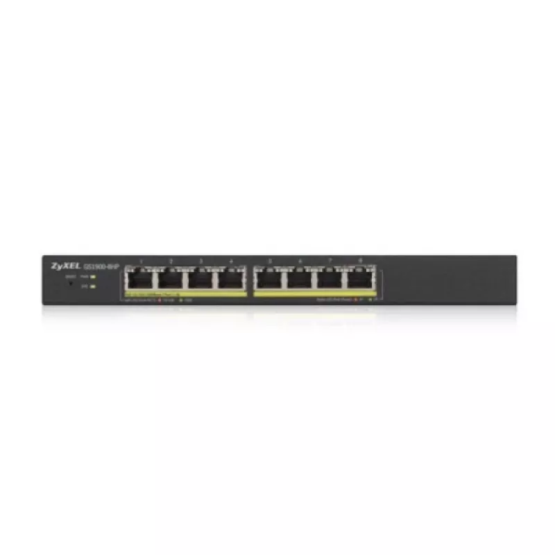 Zyxel GS1900-8HP v3 PoE Managed L2 Gigabit Ethernet (10/100/1000) Power over Ethernet (PoE) Schwarz