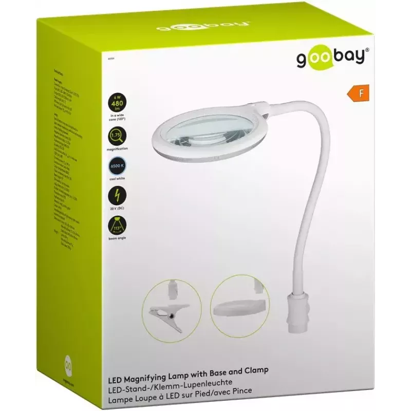 Goobay LED-Lupenlampe mit Standfuß und Klemme 6 W Vergrößerung 1.75x
