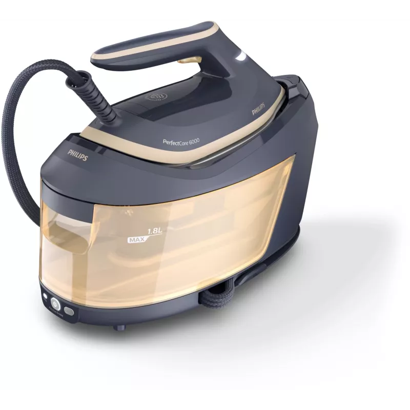 Philips PerfectCare 6000 Series PSG6066/20 Dampfbügelstation, 2400 W, 8 bar, 600 g/min Dampfstoß, 1,8 l Tank, SteamGlide Advanced Bügelsohle, Schwarz/Braun