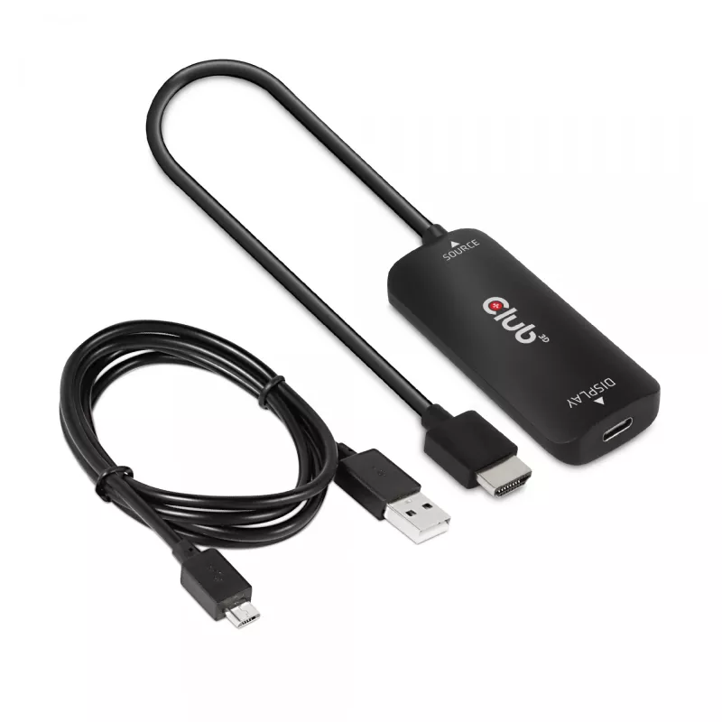 CLUB3D HDMI + Micro USB auf USB Typ-C 4K120Hz oder 8K30Hz M/F aktiver Adapter