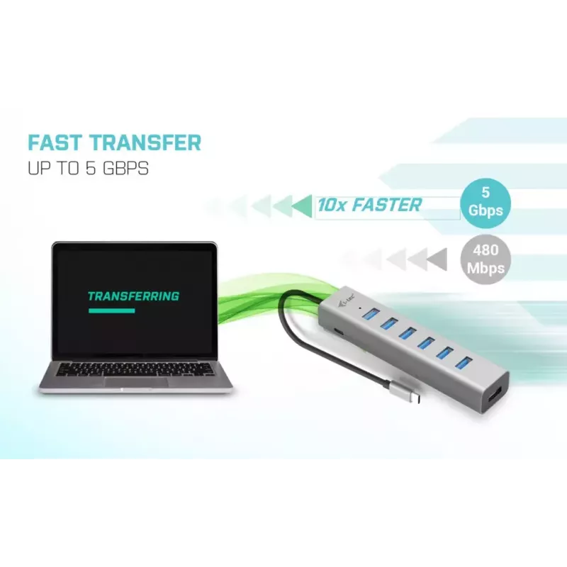 i-tec USB-C Lade-Metall-HUB 7 Port USB 3.2 Gen 1 Type-C Type-A
