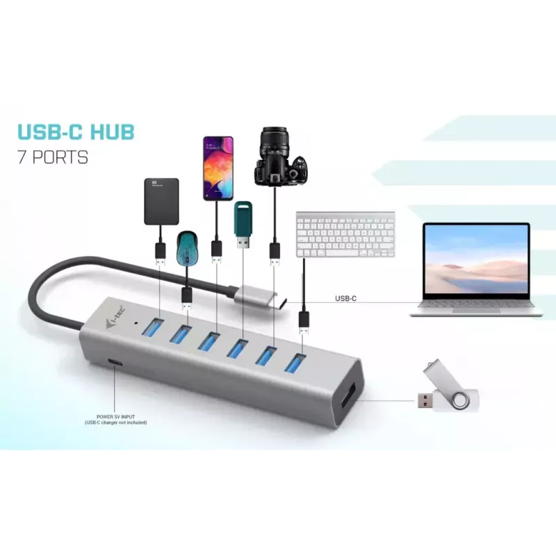 i-tec USB-C Lade-Metall-HUB 7 Port USB 3.2 Gen 1 Type-C Type-A
