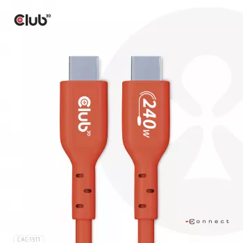 CLUB3D USB2 Type-C bidirektionales USB-IF-zertifiziertes Kabel für Daten 480Mb, PD 240W(48V/5A) EPR M/M 1m / 3.23 ft
