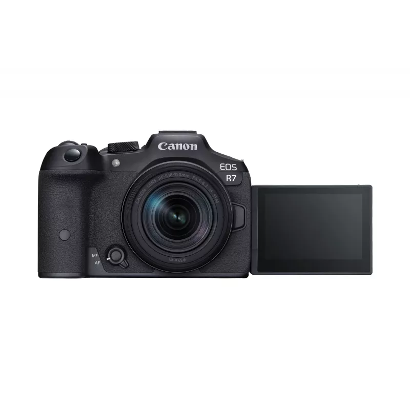 Canon EOS R7 spiegellose Kamera mit RF-S 18-150mm F3.5-6.3 IS STM Objektiv, 32,5 MP CMOS, 4K-Video, 0,53 kg, Schwarz