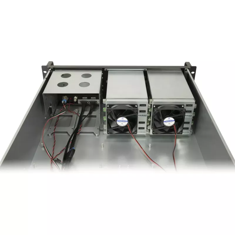 Inter-Tech IPC 3U-3508 Storage-Servergehäuse, 48,3 cm Rackmount 3 HE, ATX, SATA/SAS Hot-Swap, 2x 5,25 Zoll extern, ohne Netzteil, schwarz