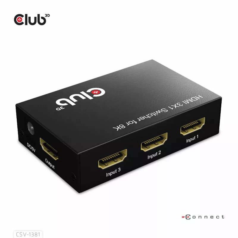 Club3D CSV-1381 HDMI-Switch 3-auf-1, 8K60Hz/4K120Hz