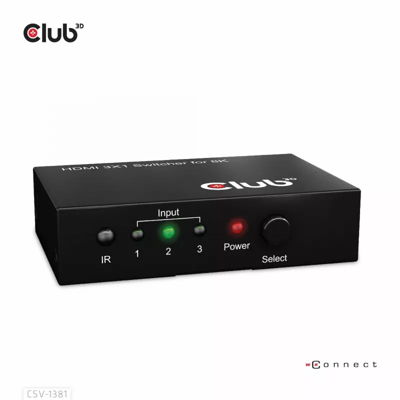 Club3D CSV-1381 HDMI-Switch 3-auf-1, 8K60Hz/4K120Hz