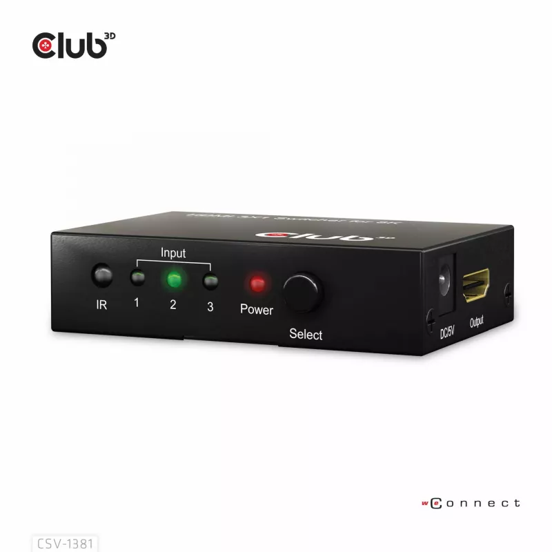 Club3D CSV-1381 HDMI-Switch 3-auf-1, 8K60Hz/4K120Hz