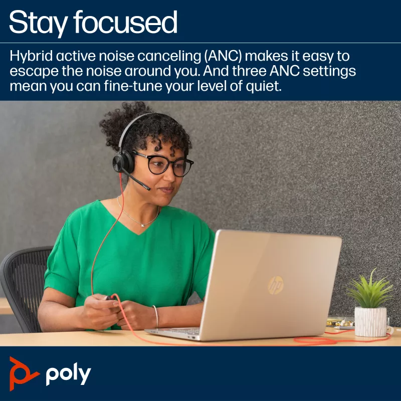 HP Poly Blackwire 8225 Stereo Microsoft Teams zertifiziertes USB-C Headset + USB-C/A Adapter