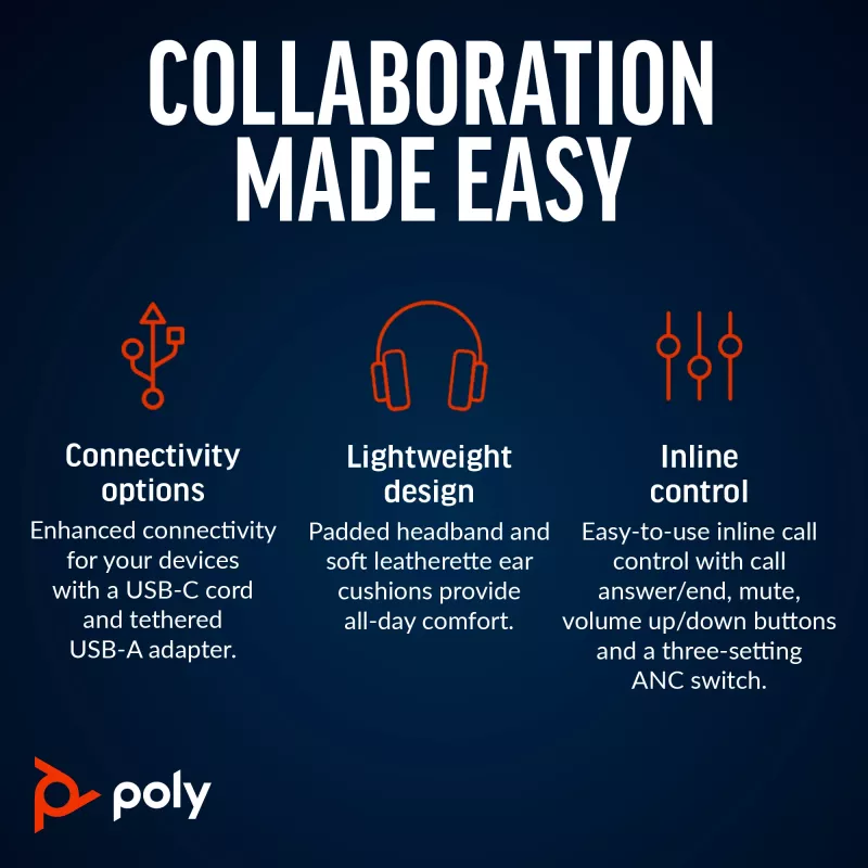HP Poly Blackwire 8225 Stereo Microsoft Teams zertifiziertes USB-C Headset + USB-C/A Adapter