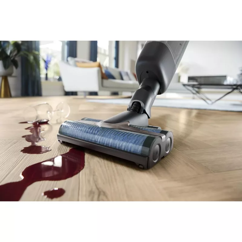 Philips XW7110 Akku-Staubsauger, Batterie, Trocken- und Nassreinigung, beutellos, Champagner, Grau
