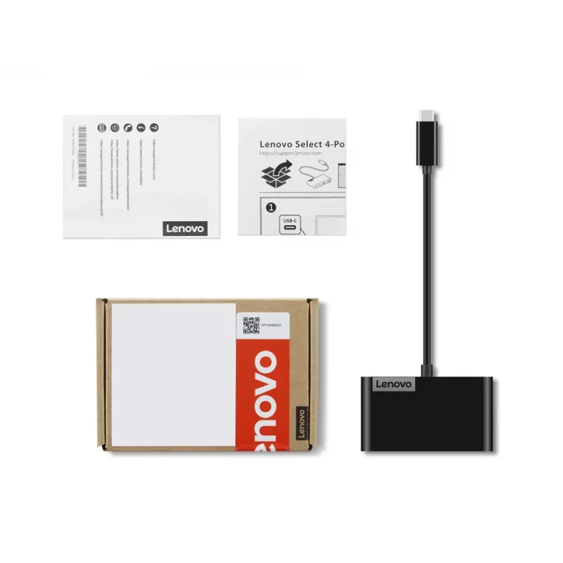 Lenovo Select GX91L84354 4-Port USB-C Hub, USB 3.0, Schwarz