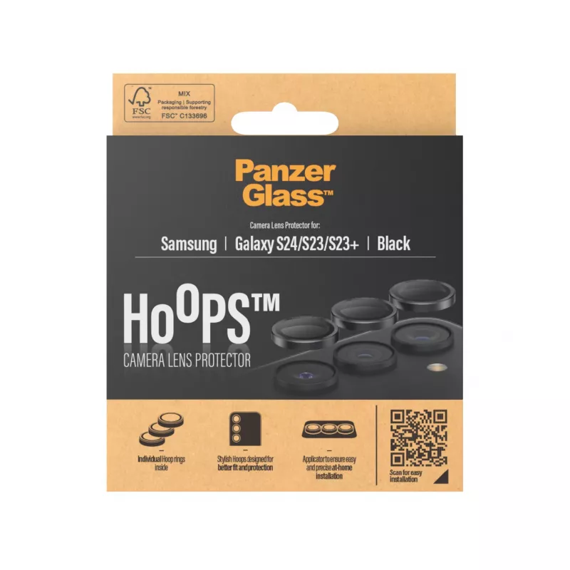 PanzerGlass ® Hoops® Kameralinsenschutz Schwarz Samsung Galaxy S24 | S23 | S23+