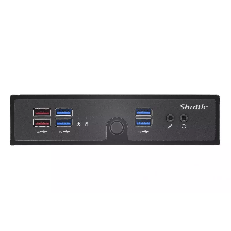 Shuttle XPC slim Barebone DS50U, Intel Celeron 7305, 2x LAN (1x 2,5 Gbit, 1x 1 Gbit), 1x COM, 1x HDMI, 1x DP, 1x VGA, lüfterlos, 24/7 Dauerbetrieb