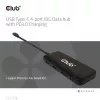 Club3D CSV-1548 USB-C-Hub, 4x USB-C 10 Gbps, 100W PD, Schwarz