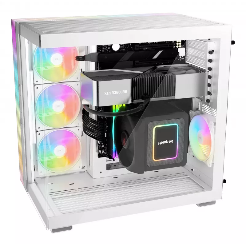 be quiet! Light Base 600 DX BGW66 Midi-Tower-PC-Gehäuse, ATX/micro-ATX/Mini-ITX, Seitenteil aus Hartglas, ARGB, USB-C, Weiß