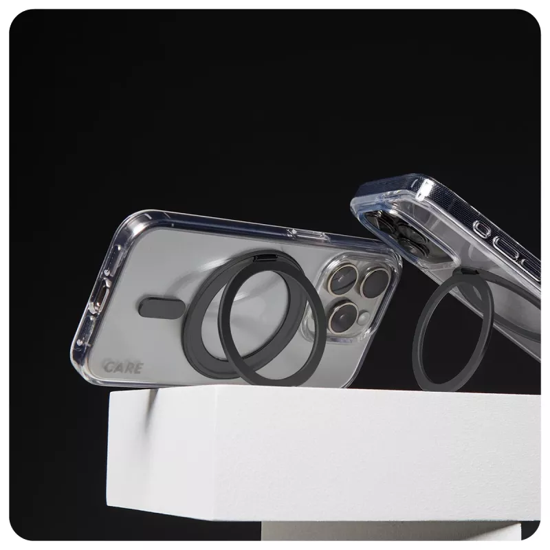 PanzerGlass CARE™ by ® Case Transparent mit schwarzem Kickstand & MagSafe iPhone 16 Pro