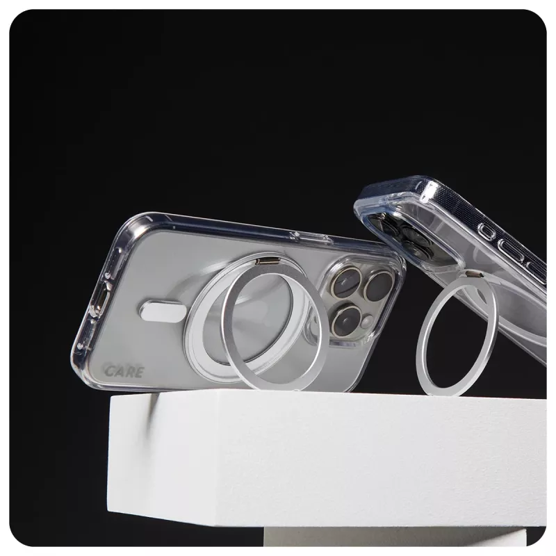 PanzerGlass CARE™ by ® Case Transparent mit silbernem Kickstand & MagSafe iPhone 16