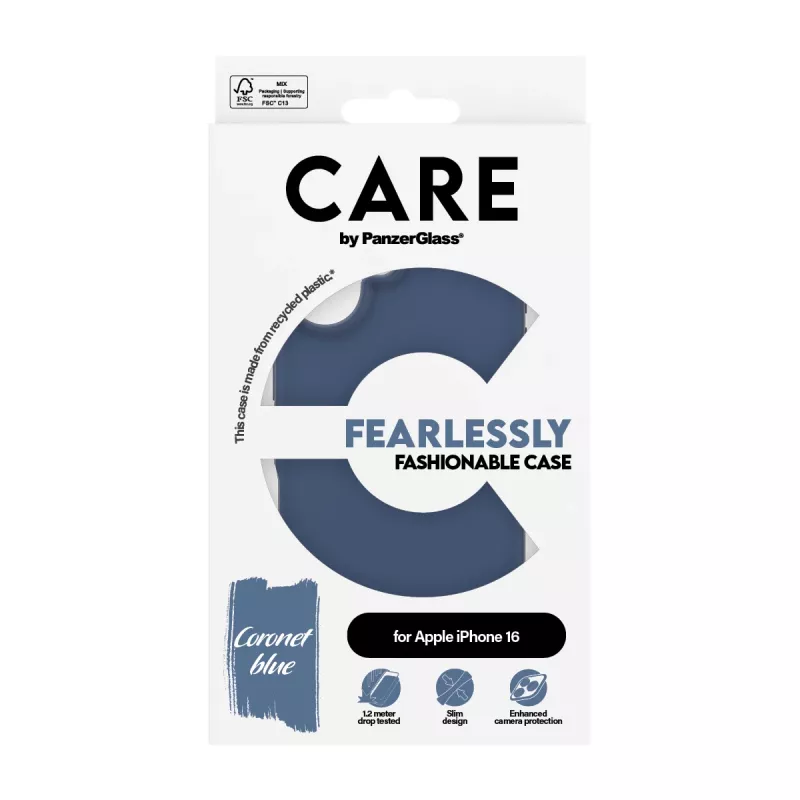Hülle PanzerGlass CARE by Fashionable Case, Blau, iPhone 16