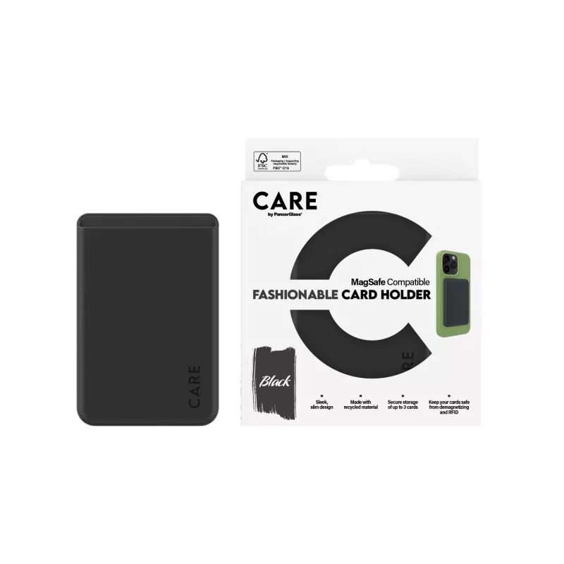Cover PanzerGlass CARE by Fashionable Card Holder Schwarz iPhone Transparent