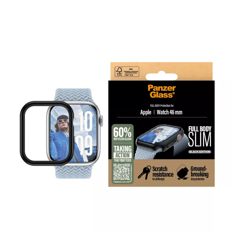 Bildschirmschutz PanzerGlass Snappie Full Body schlank Schwarz Apple Watch Series 10 46mm