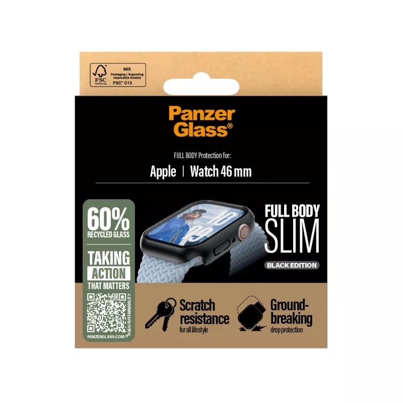 Bildschirmschutz PanzerGlass Snappie Full Body schlank Schwarz Apple Watch Series 10 46mm