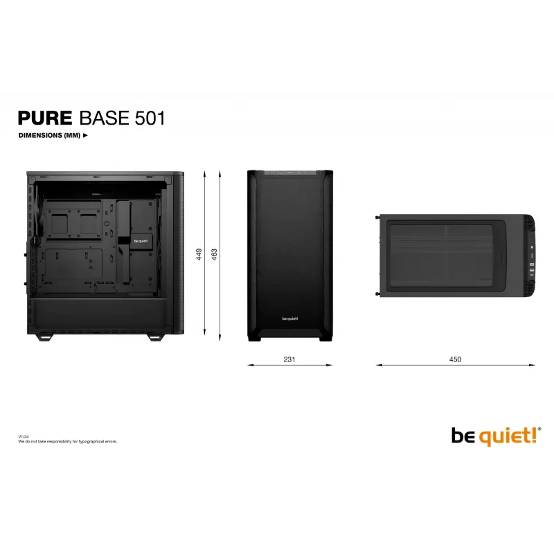 be quiet! Pure Base 501 Midi-Tower-Gehäuse, Schwarz