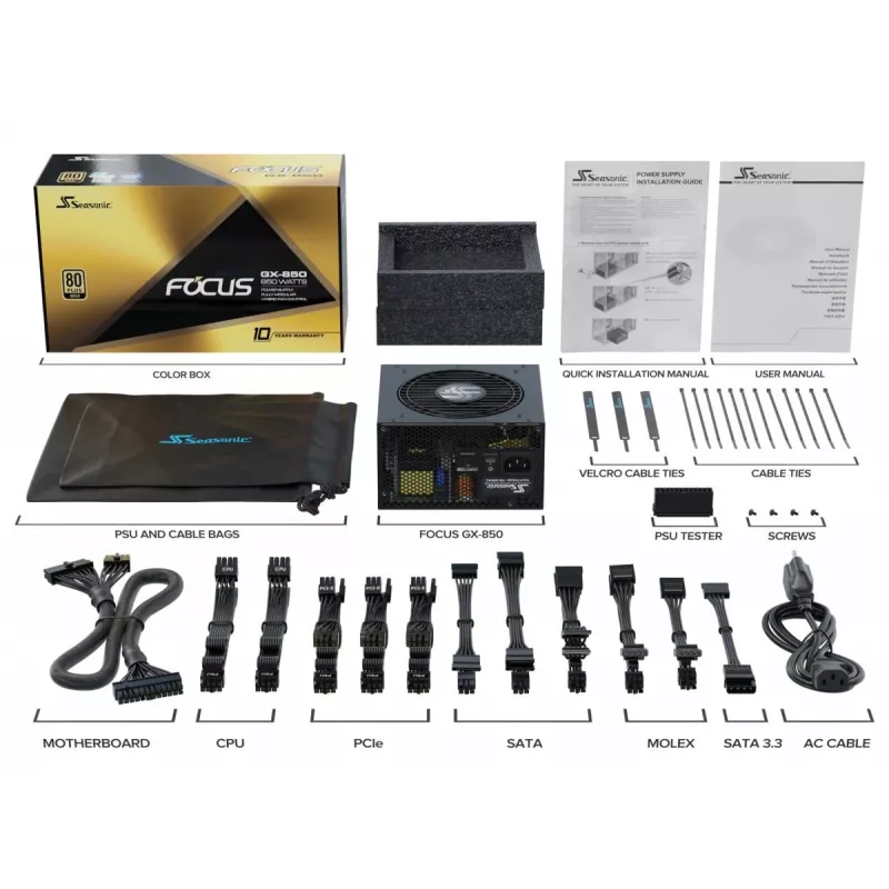 SEASONIC Focus Gx Netzteil 850 W 20+4 Pin ATX ATX Schwarz