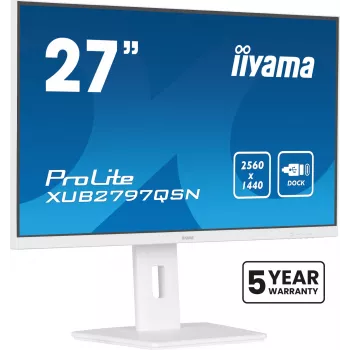 iiyama ProLite XUB2797QSN-W2 27-Zoll QHD IPS Monitor, USB-C-Dock, Weiß