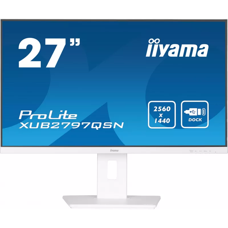 iiyama ProLite XUB2797QSN-W2 27-Zoll QHD IPS Monitor, USB-C-Dock, Weiß