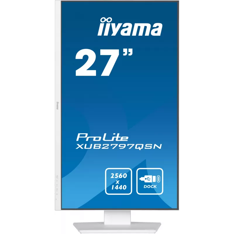 iiyama ProLite XUB2797QSN-W2 27-Zoll QHD IPS Monitor, USB-C-Dock, Weiß