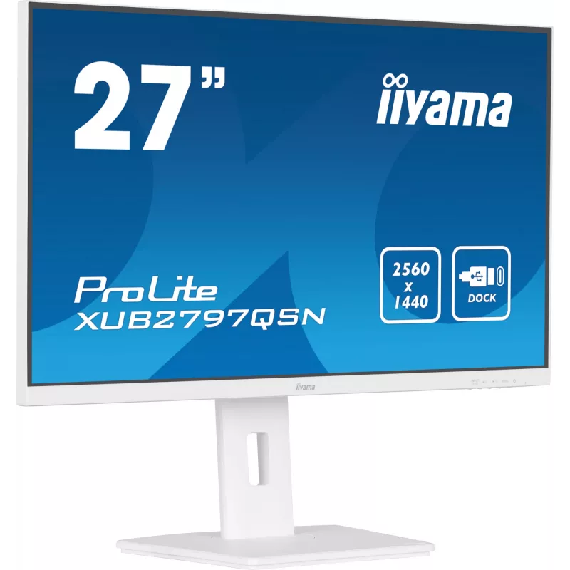 iiyama ProLite XUB2797QSN-W2 27-Zoll QHD IPS Monitor, USB-C-Dock, Weiß